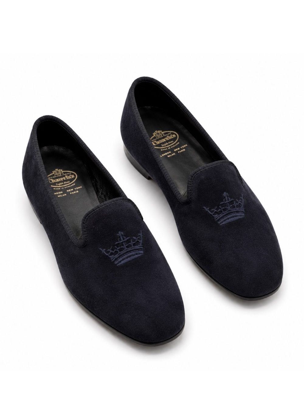 Churchs Sovereign Navy Suede Crown Loafers Mens 9 US 8 UK Luxury Formal Shoes‎